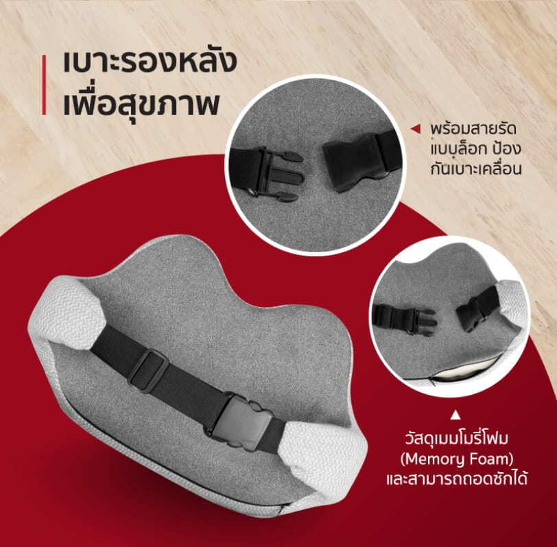 หมอนรองหลัง FENNIX รุ่น SHAPE CAR PILLOW สีเทา_3
